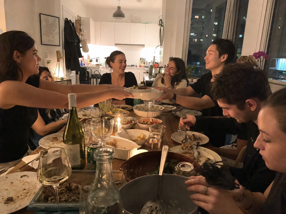 Supper club potluck table